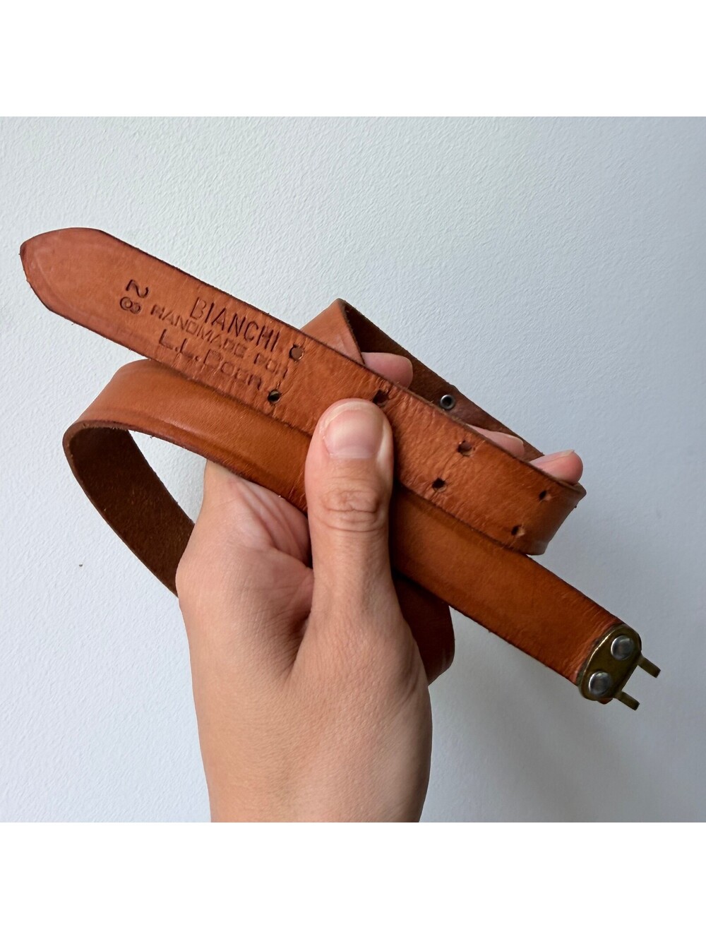 Vintage Bianchi Handmade For L.L. Bean Leather Rifle Sling Belt - Size 28